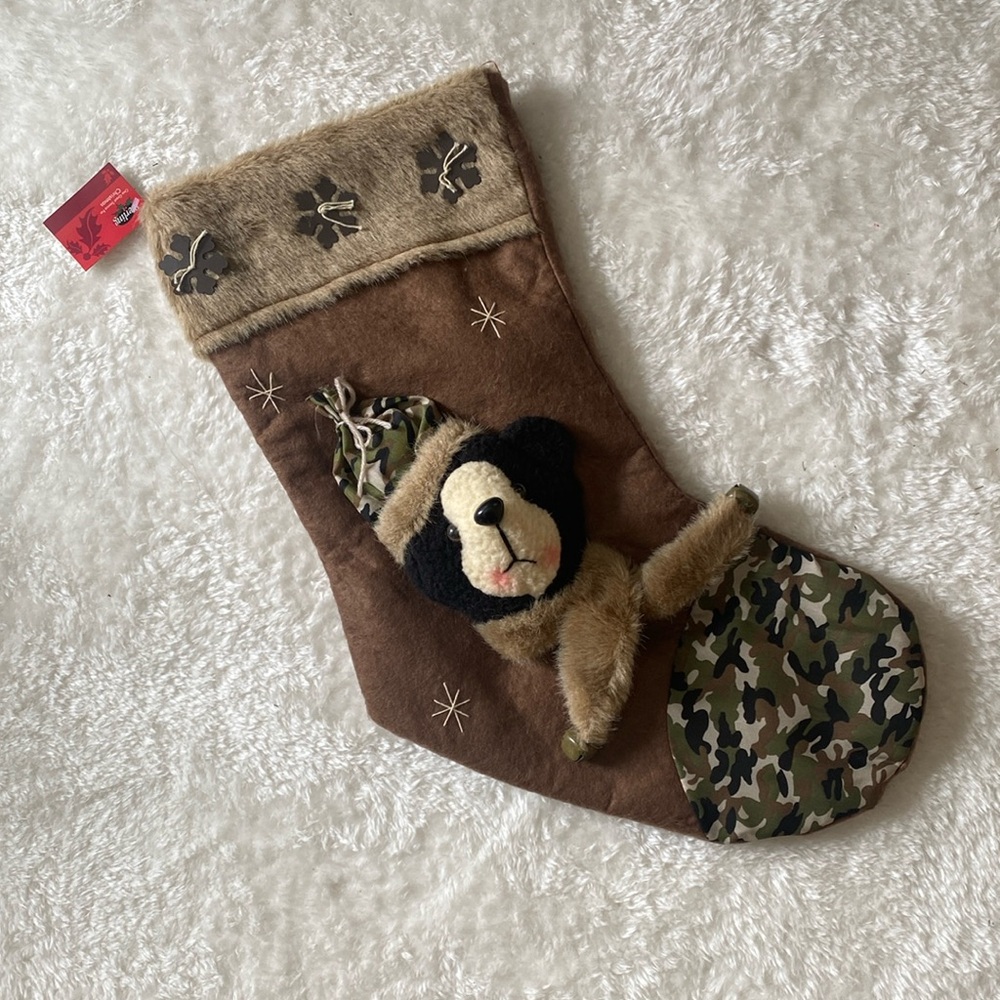 Camouflage Bear Holiday Stocking